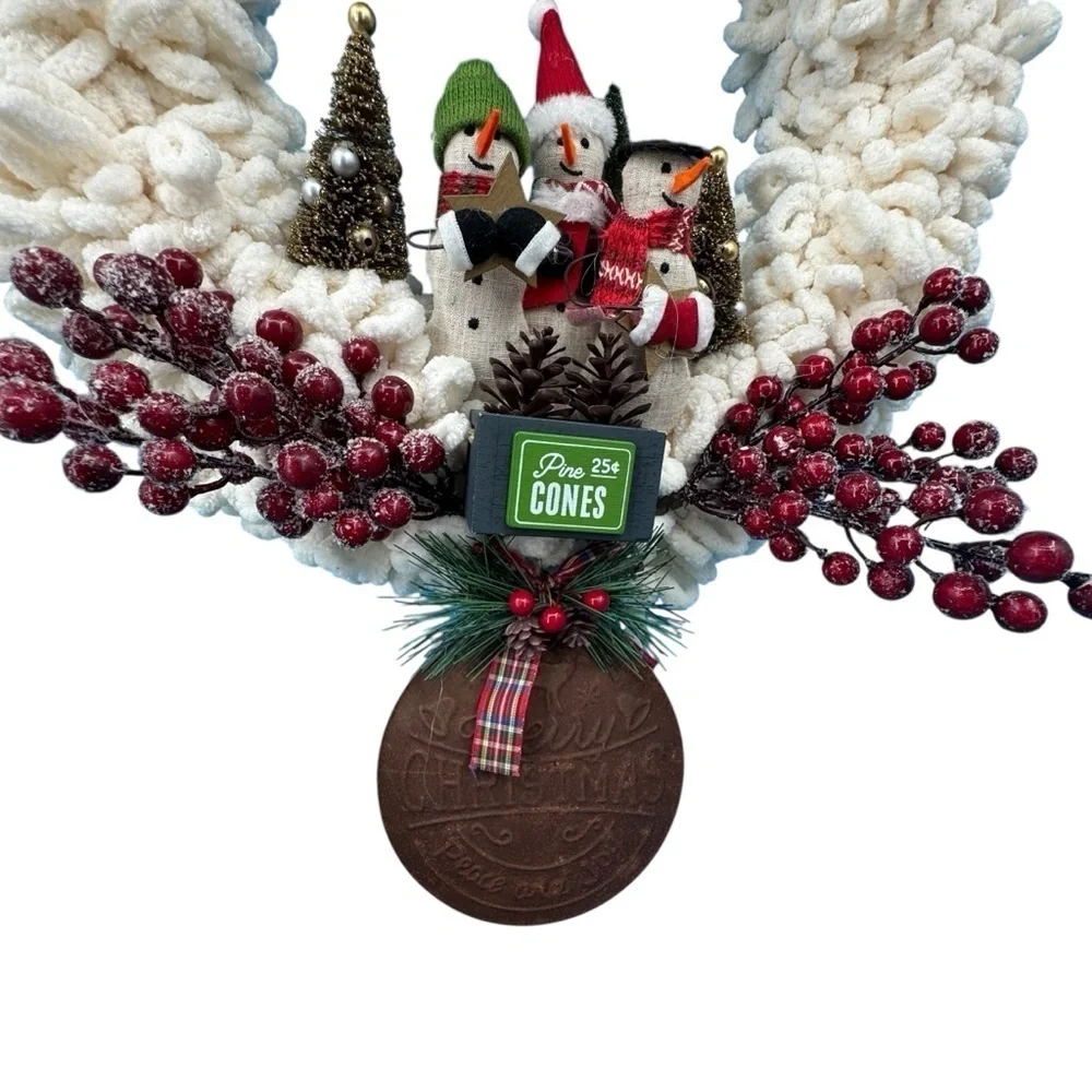 Charming Holiday Wreath with White and Red Accents